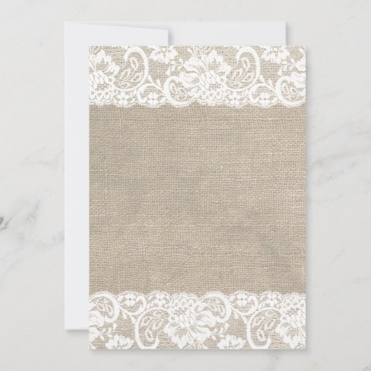 レースルック素朴バーラップ結婚式招待状 招待状 (裏面)