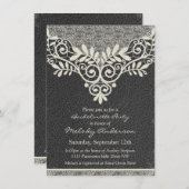 レースレザー素朴ヴィンテージアイボリーバチェロレッテ 招待状 (正面/裏面)