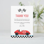 レースレッドカー誕生日フラットサンキューカード サンキューカード (スタンド正面)