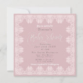 レースヴィンテージみすぼらしいシックなピンクの赤ちゃんシャワー 招待状 (正面)