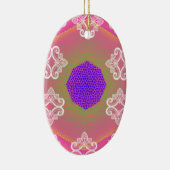 レース万華鏡のように千変万化するパターンピンク セラミックオーナメント (右)