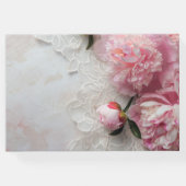 レース上のピンクの牡丹 ゲストブック (裏面)