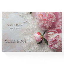 レース上のピンクの牡丹