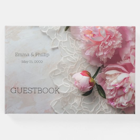 レース上のピンクの牡丹 ゲストブック (正面)