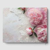 レース上のピンクの牡丹 ゲストブック (裏面)