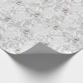 レース上の結婚リングや輪付きホワイト鳩 ラッピングペーパー (角)