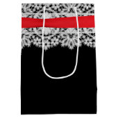 レース上の赤い弓 ミディアムペーパーバッグ (裏面)