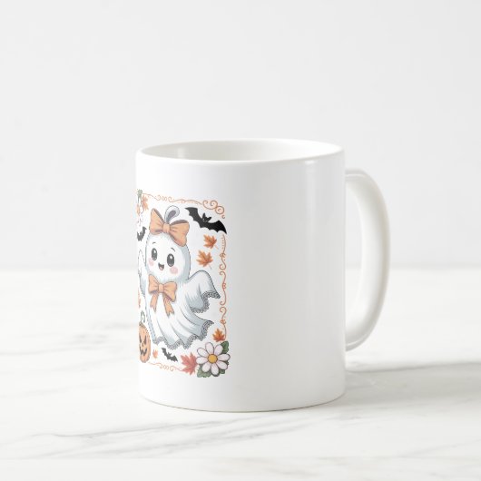 レース不気味幽霊ハロウィーン コーヒーマグカップ (正面右)