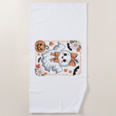 レース不気味幽霊ハロウィーン ビーチタオル (正面)