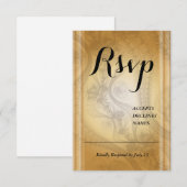 レース付きゴールデンスプカードデザイン 出欠カード (正面/裏面)