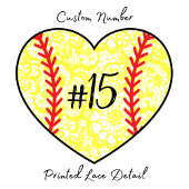 レース付きソフトボール番号momシャツハートデザイン tシャツ