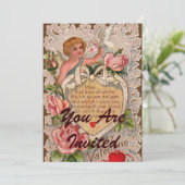 レース付きバレンタイン詩 招待状 (スタンド正面)