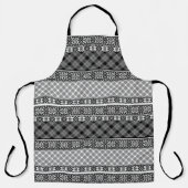 レース付き白ストライプの黒パッチワーク エプロン (正面)