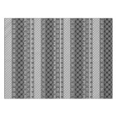 レース付き白ストライプの黒パッチワーク テーブルクロス (正面(横))