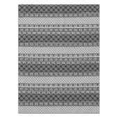 レース付き白ストライプの黒パッチワーク テーブルクロス (正面)