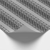 レース付き白ストライプの黒パッチワーク ラッピングペーパー (角)