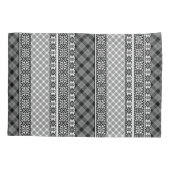 レース付き白ストライプの黒パッチワーク 枕カバー (裏面)