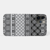 レース付き白ストライプの黒パッチワーク Case-Mate iPhoneケース (裏面(横))