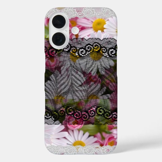 レース付実在き美しい装飾写真デイジー Case-Mate iPhoneケース (裏面)