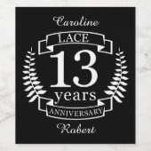 レース伝統的結婚記念日13年 ワインラベル (シングルラベル)