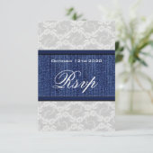 レース及びデニムの国西部の結婚RSVPのカード 出欠カード (スタンド正面)