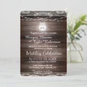 レース及びメーソンジャーとの素朴な国の結婚式 招待状 (スタンド正面)