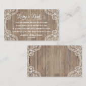 レース古お洒落い納屋の赤ちゃんシャワーが本をもたらす エンクロージャーカード (正面/裏面)