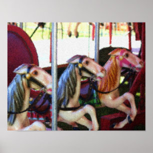 レース回転木馬馬写真絵画のポスター ポスター