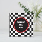 レース市松模様にバースデーパーティ招待状 招待状 (スタンド正面)