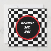 レース市松模様にバースデーパーティ招待状 招待状 (正面)