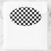 レース市松模様にフラグのパターン大ブラック 楕円形シール (バッグ)