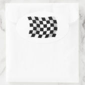 レース市松模様にフラッグのシール 楕円形シール (バッグ)