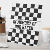 レース市松模様に勝者フラグ白黒 台座サイン (インサイチュ)