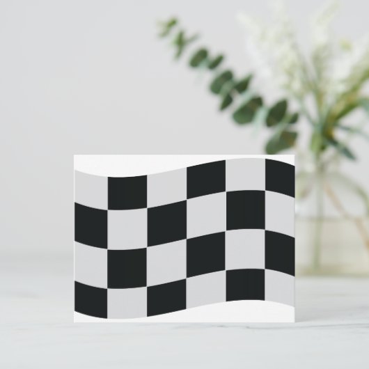 レース市松模様に旗 ポストカード (スタンド正面)