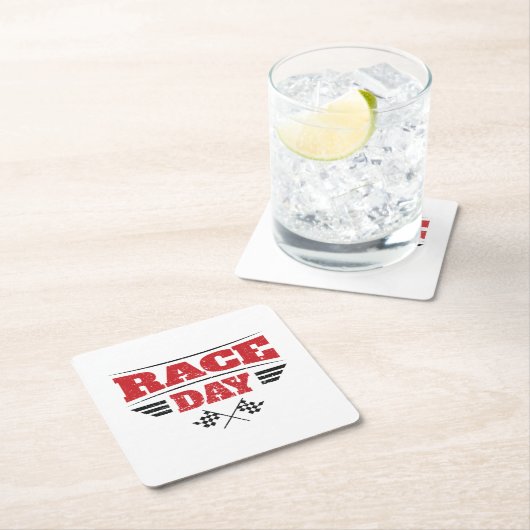 レース市松模様に日旗車レース スクエアペーパーコースター (インサイチュ)