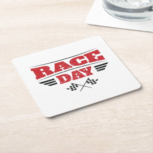 レース市松模様に日旗車レース スクエアペーパーコースター (アングル)