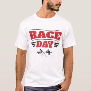 レース市松模様に日旗車レース Tシャツ