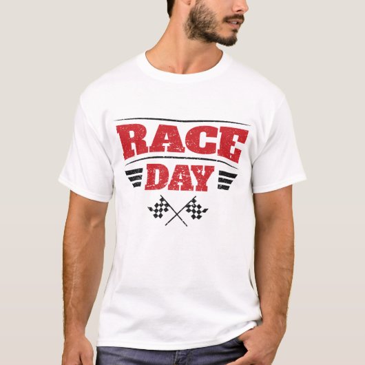 レース市松模様に日旗車レース Tシャツ (正面)