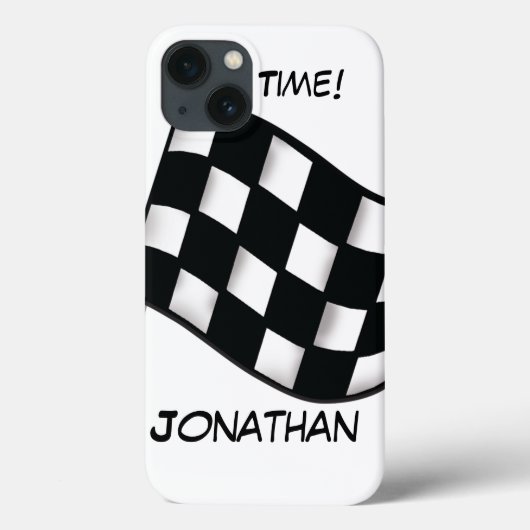 レース市松模様に白黒フラグ名パーソナライズされた Case-Mate iPhoneケース (裏面)