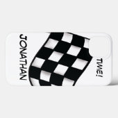レース市松模様に白黒フラグ名パーソナライズされた Case-Mate iPhoneケース (裏面 (横))
