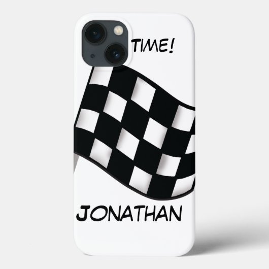 レース市松模様に白黒フラグ名パーソナライズされた Case-Mate iPhoneケース (裏面)