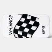 レース市松模様に白黒フラグ名パーソナライズされた Case-Mate iPhoneケース (裏面 (横))