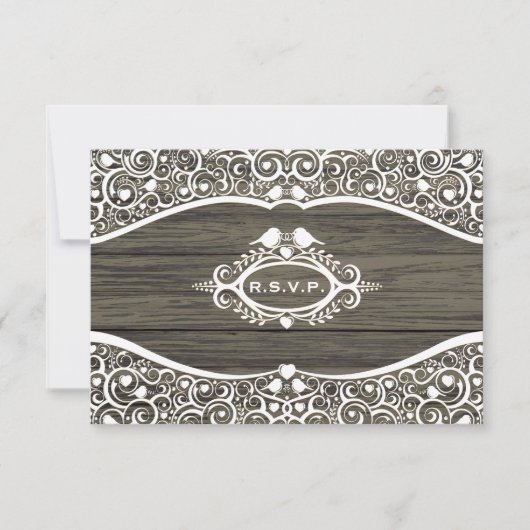 レース愛鳥のつる植物パターンR.S.V.P. 出欠カード (正面)