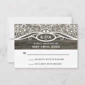 レース愛鳥のつる植物パターンR.S.V.P. 出欠カード (裏面)