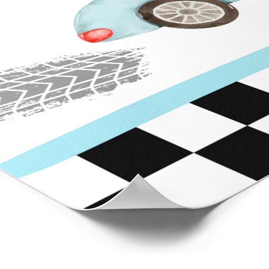 レース感謝していカー2速誕生日 ポスター (角)