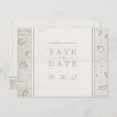 レース木材の素朴な田舎の結婚式は日付を保存 案内ポストカード (正面/裏面)