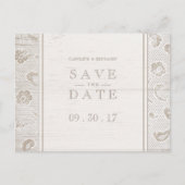 レース木材の素朴な田舎の結婚式は日付を保存 案内ポストカード (正面)