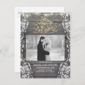 レース木製のストリングラ素朴イト写真の日付を保存 案内ポストカード (正面/裏面)