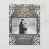 レース木製のストリングラ素朴イト写真の日付を保存 案内ポストカード (正面)