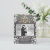 レース木製のストリングラ素朴イト写真の日付を保存 案内ポストカード (スタンド正面)